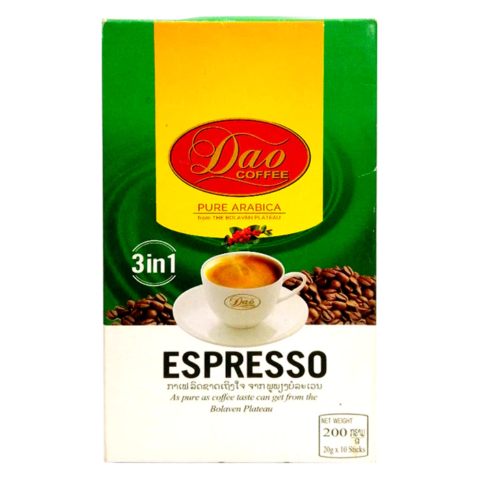 Dao Coffee Pure Arabica From The Bolaven Plateau Formula Espresso 200g Pack of 10 Sticks